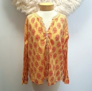 Sundance Peasant Top with Paisley Flowers size L